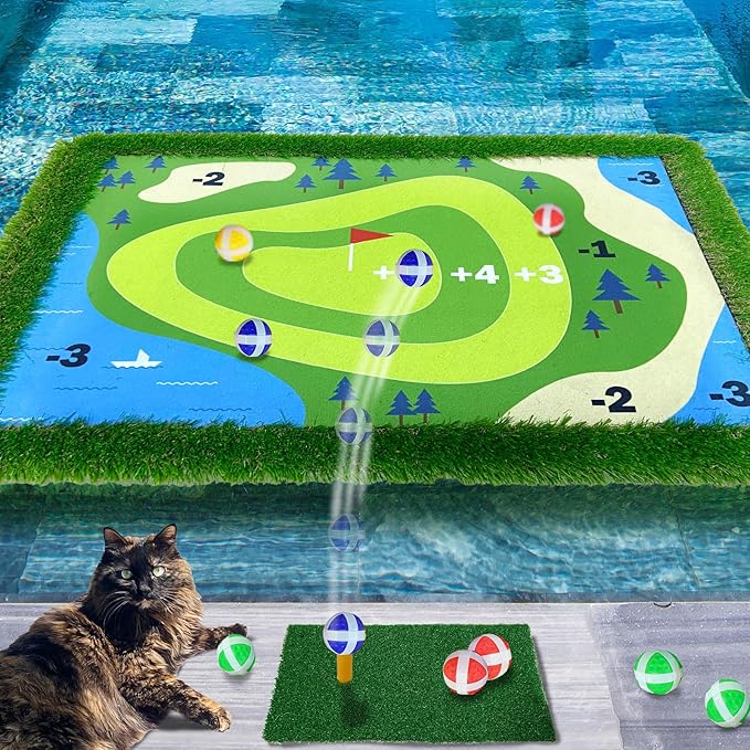 Cupohus Stable Floating Golf Green for Pool-35"x 24" Floating Chipping Green Practice Mat, Adult Fun Backyard Water Golf Games Gift, Support Training Competition for 4 Golfers (Simple Model)