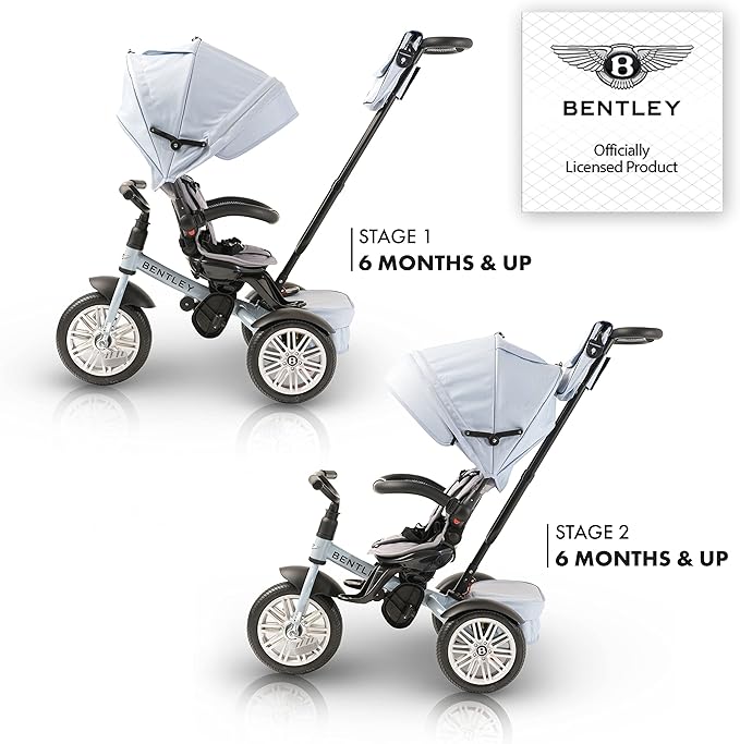 Bentley Kids Trike - All Terrain Toddler Bike 6-in-1, Officially Designed by Bentley Motors UK; Baby to Big Kid Tricycle is a Compelling Statement of Performance & Luxury, Jetstream Blue (6m-5y+)