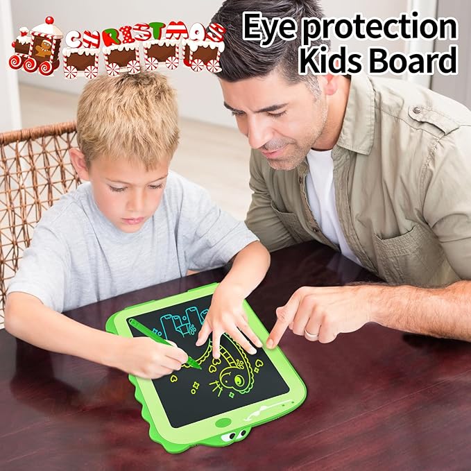 LCD Writing Tablet for Kids - 8.5 Inch Colorful Dinosaur Doodle Pad, Educational Drawing Board, Gift for 3-8 Year Old Boys and Girls, Ideal for Birthday, Party, and Learning Fun (Christmas Edition)