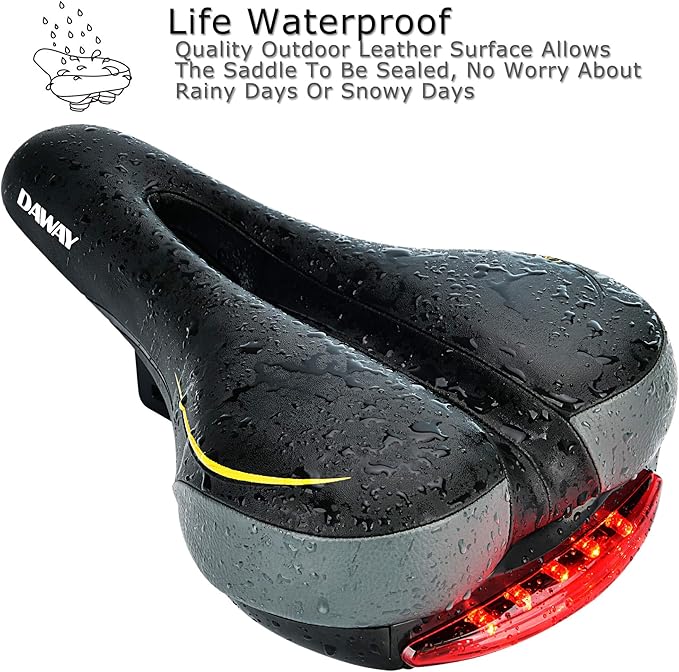 DAWAY Comfortable Men Women Bike Seat - Soft Memory Foam Padded Bicycle Seat, Bike Saddle Replacement with Wide Cushion for Peloton, Mountain & Exercise Bikes, Shock Absorbing, Waterproof, Universal