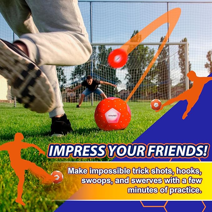 Kickerball - Curve and Swerve Soccer Ball/Football Toy - Kick Like The Pros, Great Gift for Boys and Girls - Perfect for Outdoor & Indoor Match or Game