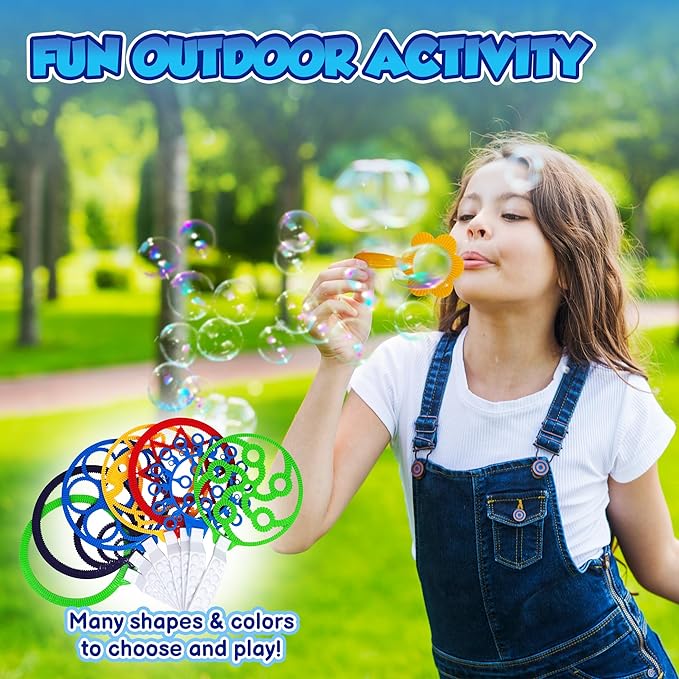 Giant Bubble Wands - Bubbles for Kids, Giant Bubbles, Bubble Toys, Large Blowing Rings, Variety Shapes Set for Big Soap Bubbles, Includes Huge Bubble Mix Solution Kit 19 Pack