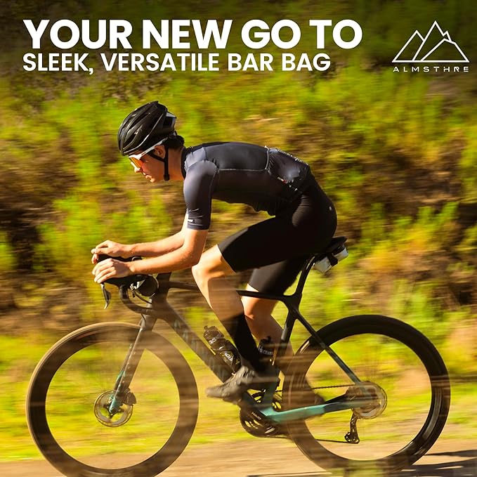 Compact Bar Bag – Sterling Silver | Hard-Shell Bike Handlebar Bag with Waterproof Zipper & Adjustable Straps | Lightweight Bicycle Handlebar Bag, Compatible with Road, Gravel & MTB Bikes