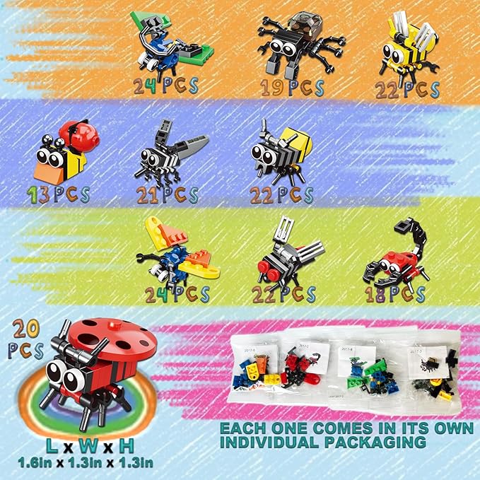 30 Pack Animal Building Blocks Set (758 PCS) - Party Favors for Kids 8-12, Stocking Stuffers, Classroom Prizes, Party Favors, Goodie Bag Stuffers, Treasure Box Rewards & Piñata Fillers