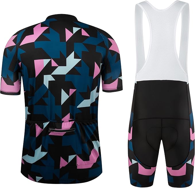 Coconut Ropamo CR Men's Cycling Jersey Set Road Bike Jersey Zipper Pocket Bib Shorts with 4D Padded Cycling Clothing Set