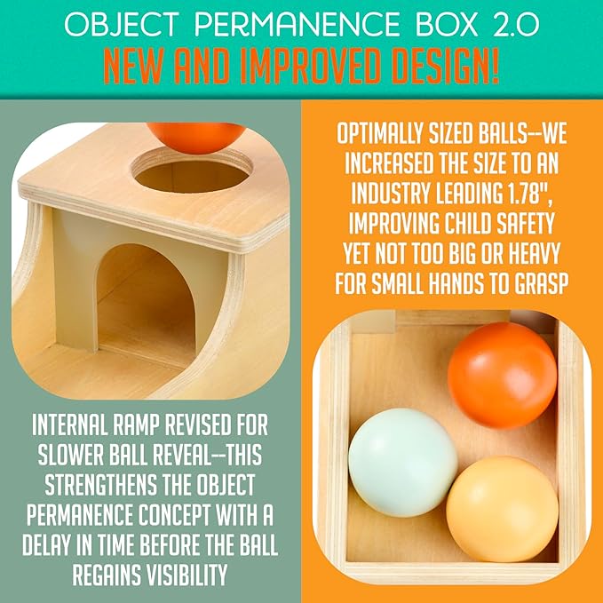 Montessori Mama Object Permanence Box - Montessori Toys for Babies 6-12 Months, Developmental Ball Drop Wooden Toy, Infant Toddler 1 Year Old Learning Essential