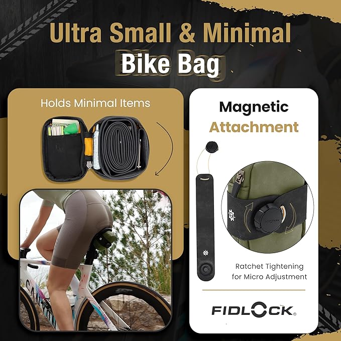 Lumiere & Co. Falcon Magnetic Saddle Bag – 0.37L | 5"x 3"x 1.5" | Sleek Minimalist Design, Fast Magnetic Buckle Attachment | Cycling Bike Bag (Green, Ultra Small)