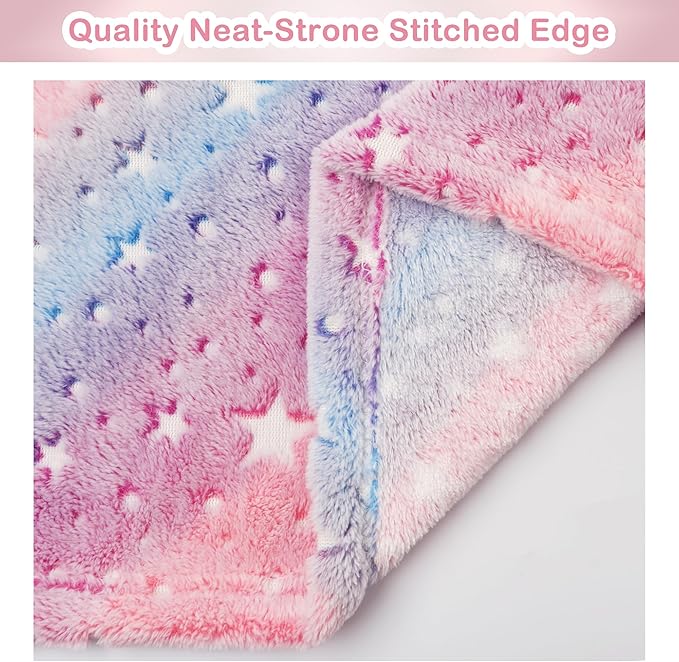 Softan Kids Stars Throw Blanket Glow in The Dark, Kids Blanket Gifts for Girls & Boys, Soft Cozy Flannel Luminous Stars Blanket for Sofa Couch Bed, Christmas Birthday Gift, 30x40IN