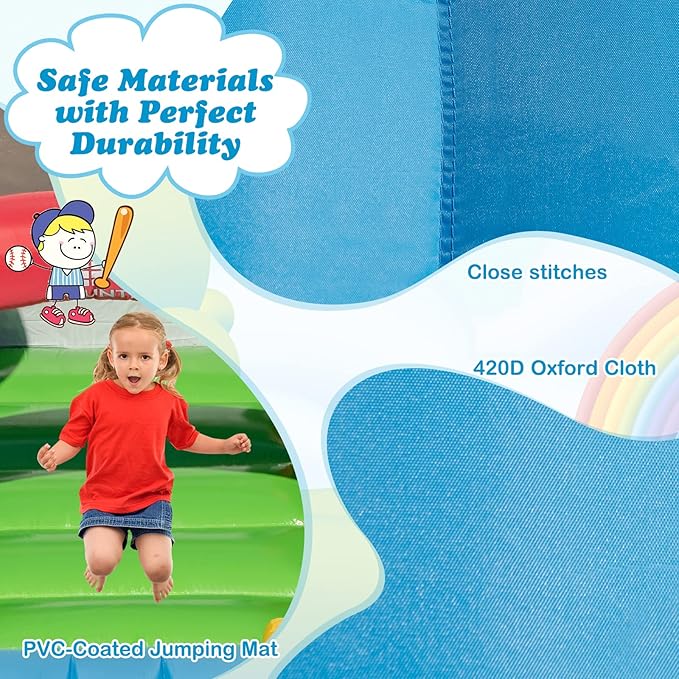 BOUNTECH Inflatable Bounce House, Bouncy House for Kids Large Outdoor with Jumping Area, Baseball Themed Toddler Indoor Castle Bounce House with Blower for Birthday Party Gifts Present