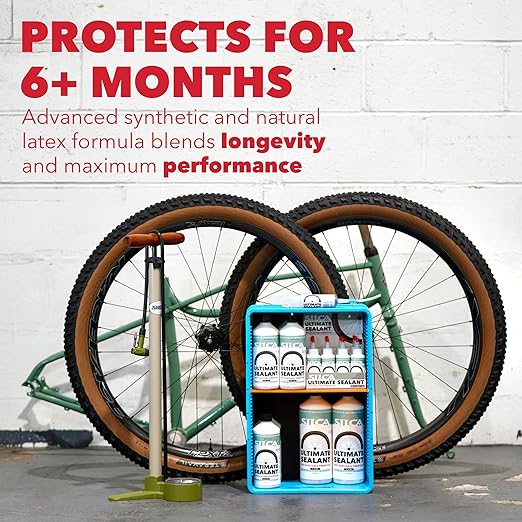 SILCA Ultimate Tubeless Tire Sealant, 65ml (12-Pack) – Tubeless Bike Sealant Proactively Seals Punctures Up to 7.5 mm, Injectable Through Valve & Stays Liquid 6+ Months in All Weather Conditions