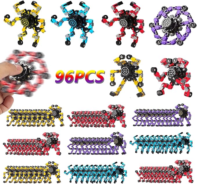 96pcs Transformable Fidget Spinners Children's Advanced Fidget Toys for Stress Relief Ideal Fidget Spinners for Sensory Toys for Boys and Girls with Autism，Party Favors