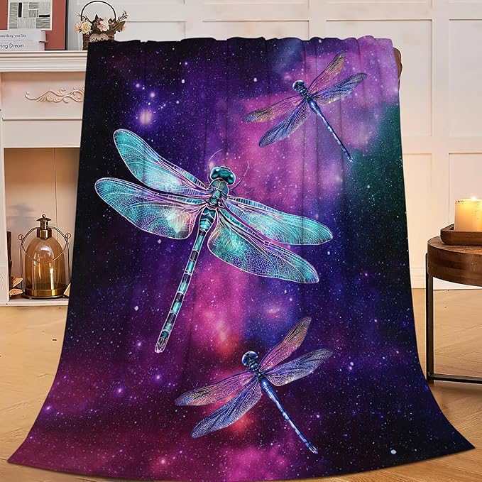 Dragonfly Blanket Gifts for Girls Boys Dragonfly Lovers Throw Blankets Cozy Plush Fleece Flannel Fuzzy for Women Men Decor 50"X40"