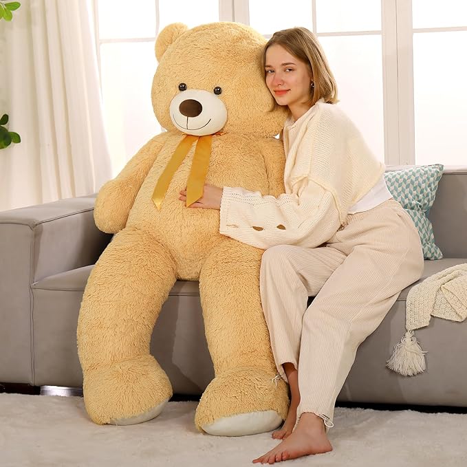 Tezituor 59" Gaint Teddy Bear Stuffed Animal,5ft Life Size Big Teddy Bears,Light Brown Cute Soft Plush Toy,Gifts for Kids Girls Boys Girlfriend Valentine,Christmas,Birthday,Baby Shower,Wedding Party