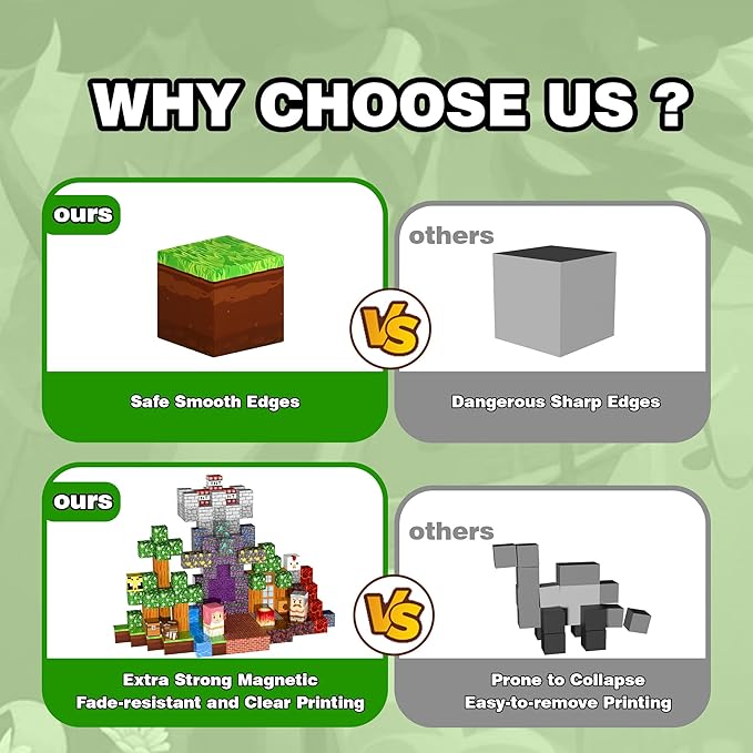 200PCS Magnetic Blocks - Build Mine 3D Forest Lava Set, 0.8in Magnet Building Cubes Toys for Kids Ages 3+, STEM Magnetic Building Blocks Set Birthday Gift for Boys and Girls