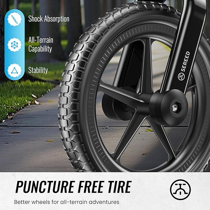 SEREED Toddler Balance Bike 2 Year Old, No Pedal Kids Bicycle Toys for 2-5 Years Old, Tool-Free Adjustment, Customize Plate with Stickers, Gift for 2-3 Boys Girls (Black)