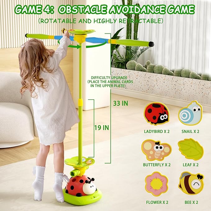 Powza 5 in 1 Musical Jump Toys, Toss Ring Game Stomping Launch Rocket Launcher for Kids, Obstacle Avoidance & Jump Squating Toy Games Remote Control Outdoor & Indoor Toys for Ages 4-8 8-13