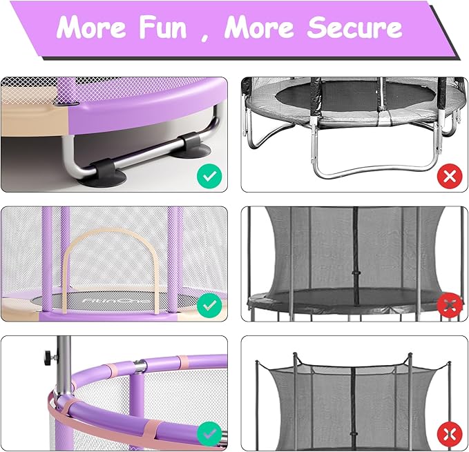 55" Toddler Mini Trampoline for Kids, Indoor Outdoor Toys with Swing, 440lbs Baby Kids Trampoline, Gymnastics Bar, Birthday Gifts for Boy Girl Age 1-8