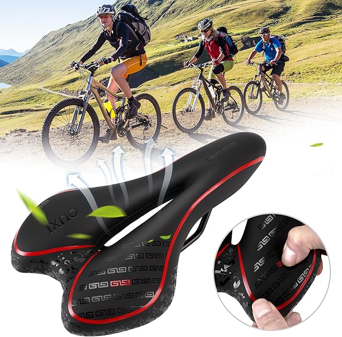 OUXI Comfort Bike Seat Comfortable Gel Bicycle Saddle Replacement Soft Padded with Shock Absorbing Waterproof for MTB Mountain Bike Road Bike Exercise Bike Men Women and Ladies