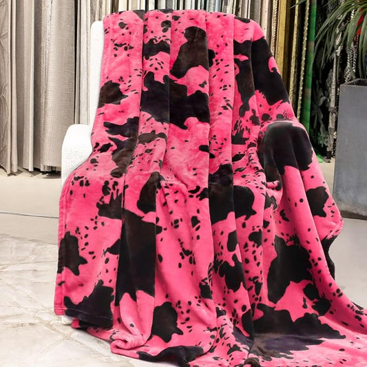 Hot Pink Throw Blanket - Cozy Lightweight Decorative Fleece Blanket for Couch, Bed, Sofa, Dorm, Home Decor, Pink Birthday Gifts for Women, Girls, Teens (50x60 Inches)