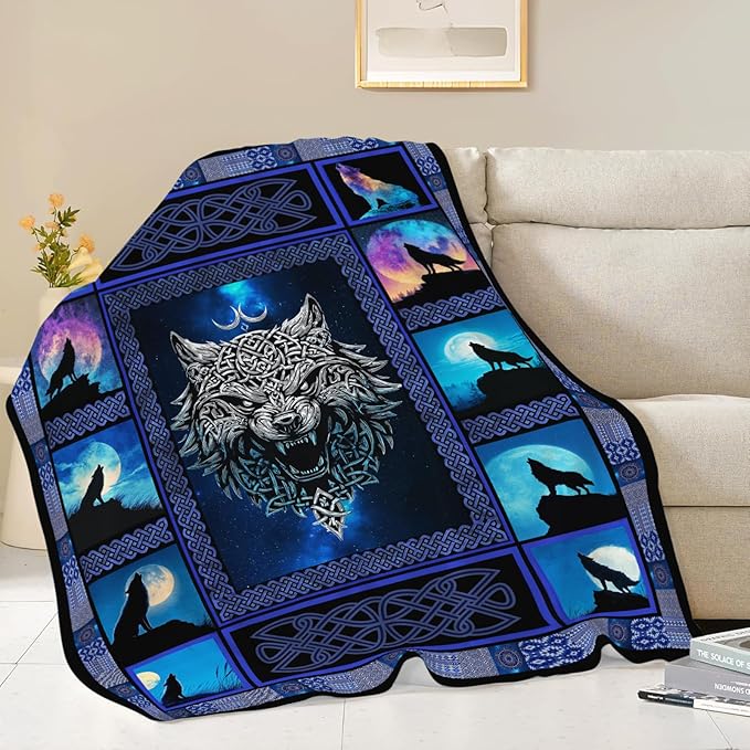 Wolf Throw Blanket Wolf Stuff Gifts for Kids Girls Boys Adults Women Men Soft Cozy Warm Plush Fluffy Fuzzy Fleece Blanket Decor 40''X50''
