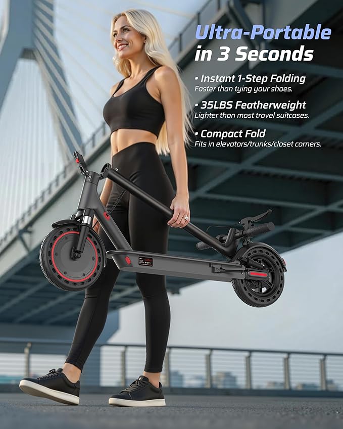 Electric Scooter for Adults - 350W/500W Motor, 8.5"/10" Solid Tire, Top Speed 19 MPH, Max 16-22 Miles Ranges, Load 265LBS, Aluminum Alloy Frame Foldable Commuting Escooter for Adults & Teens