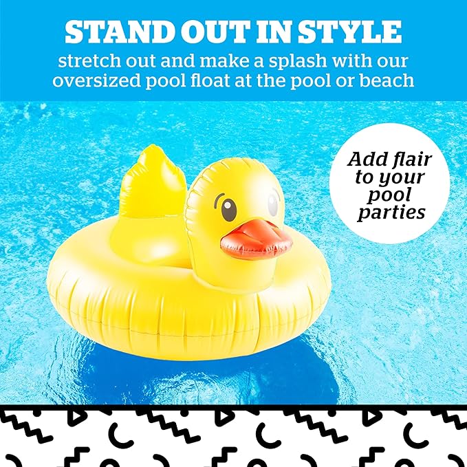 BigMouth Inc. Giant Duck Pool Float, Over 4' Wide, Inflatable Floatie Tube, Blow Up Swim Ring, Outdoor Summer Pool Party Water Toy