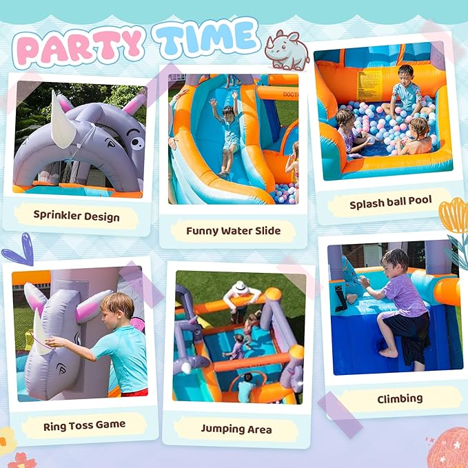 Inflatable Bounce House for Kids,Water Slide for Backyard,Indoor Bouncy House,Inflatable Water Park,Jumping Castle with Ball Pit,Jump House with Waterslide,Obstacle Course Bounce House