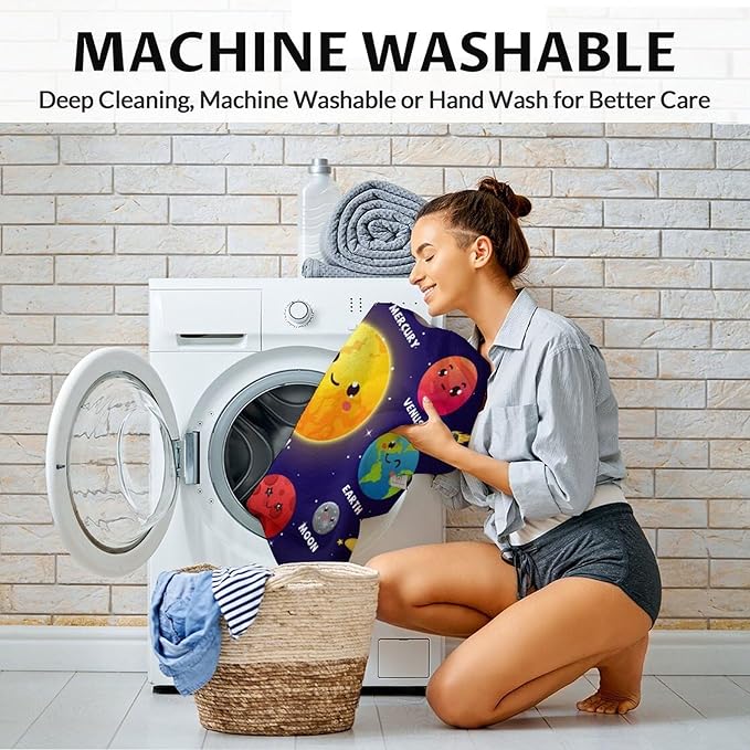 Planet Blanket Gifts - 50x40 Inches Cute Planets Throw Blanket for Kids, Boys & Men - Dark Blue Soft Fuzzy Blankets for Crib, Couch & Travel