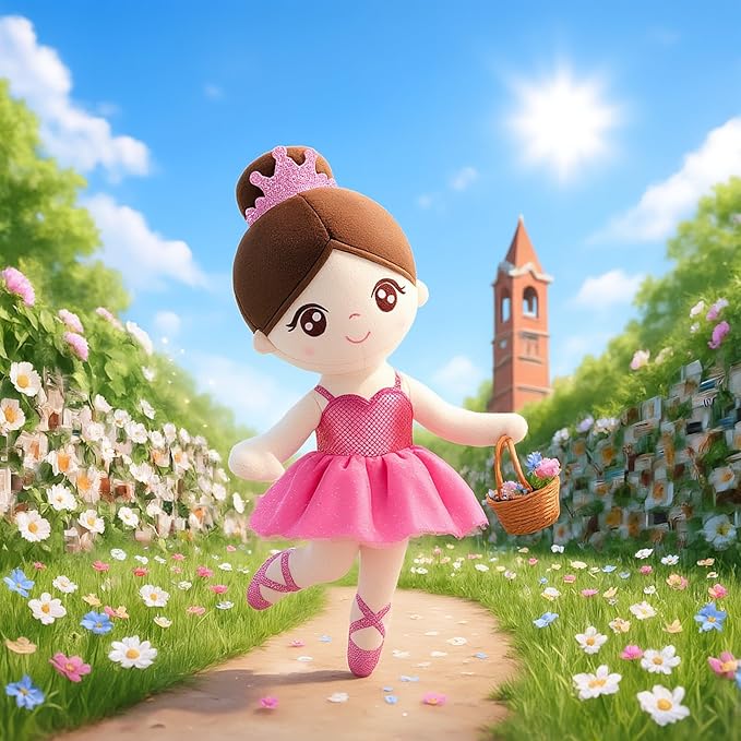 Gloveleya Ballet Toy Baby Girl Gifts Dolls Soft Plush Toy Ballet Girl Doll Peach 14 Inches with Gift Box
