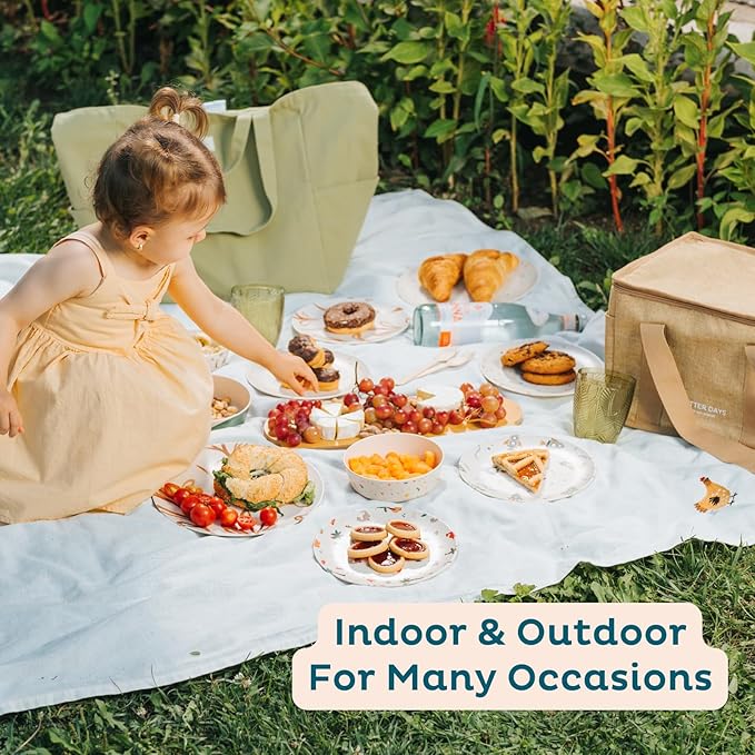 Nook Theory 4 Pack Reusable Bamboo Plates - Non-Toxic Toddler and Kids Plate, Dishwasher Safe, Not Microwavable Dinnerware (Wildflower 10")