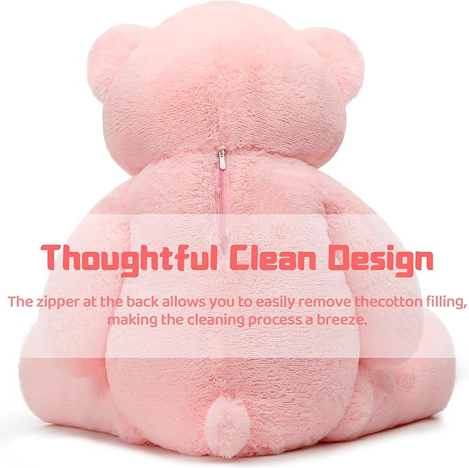 Tezituor 59” Pink Big Teddy Bear, 5ft Giant Stuffed Animal Plush,Soft Bear Gifts for Christmas, Birthday,Valentine, Baby Shower