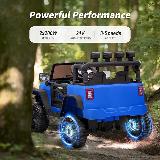 Kids Ride on Car Toy, 24V Electric Car for Kids with Remote Control, 2x200W Motors - Blue