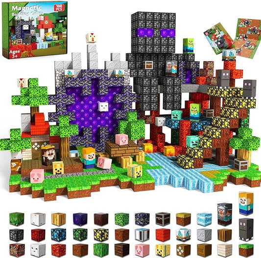 100 PCS Magnetic Blocks - Magnetic Building Blocks, Stacking Magnets for Kids, Sensory Toy for STEM Montessori Sensory Toys for Kids 3+ Boys and Girls Christmas Birthday Gifts