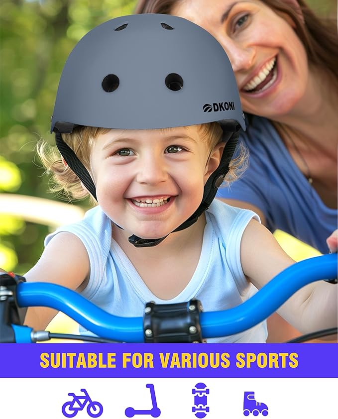 Kids Bike Helmet, Adjustable and Multi-Sport, from Toddler to Youth, 3 Sizes