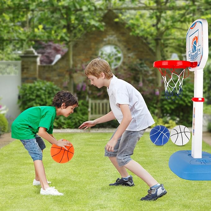 M SANMERSEN Mini Basketball Set, 6 Pack 6.3" with Pump, Durable PVC Toy Basketball, Mini Hoop for Toddlers, Kids, and Teens - Perfect for Indoor, Outdoor, and Pool Play