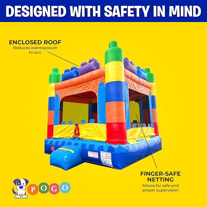 Crossover Building Blocks Inflatable Bounce House, Bouncy Jump Castle for Kids and Toddlers, Outdoor Birthday Party Jumping Bouncer, Commercial-Grade, Without Blower, 13 x 12 x 14.5 Ft