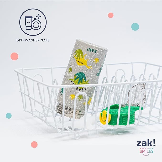 Zak Designs Disney Moana Sage Kids Water Bottle For School or Travel, 14oz Stainless Steel Water Bottle With Straw, Handle, and Leak-Proof, Pop-Up Spout Cover (Moana, Maui, Pua, Hei Hei)