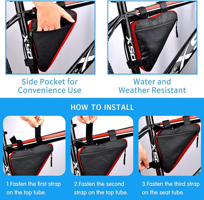 Bike Triangle Frame Bag - Bicycle Cycling Storage Triangle Top Tube Front Pouch Saddle Bag for Road and Mountain Bikes