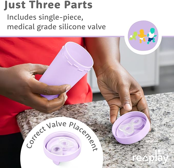 Re-Play Spill-Proof Sippy Cups - Reusable 10 Oz Set of 4, Dishwasher & Microwave Safe, Made in USA, Mermaid