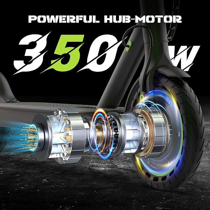 Electric Scooter, 350W/500W Powerful Motor, 19/22 MPH Max Speed, 15/21/28 Miles Range, with 8.5"/10" Solid Tires, Lightweight Foldable Kick Scooter with Dual Braking Systems, Smart APP, Cruise Control