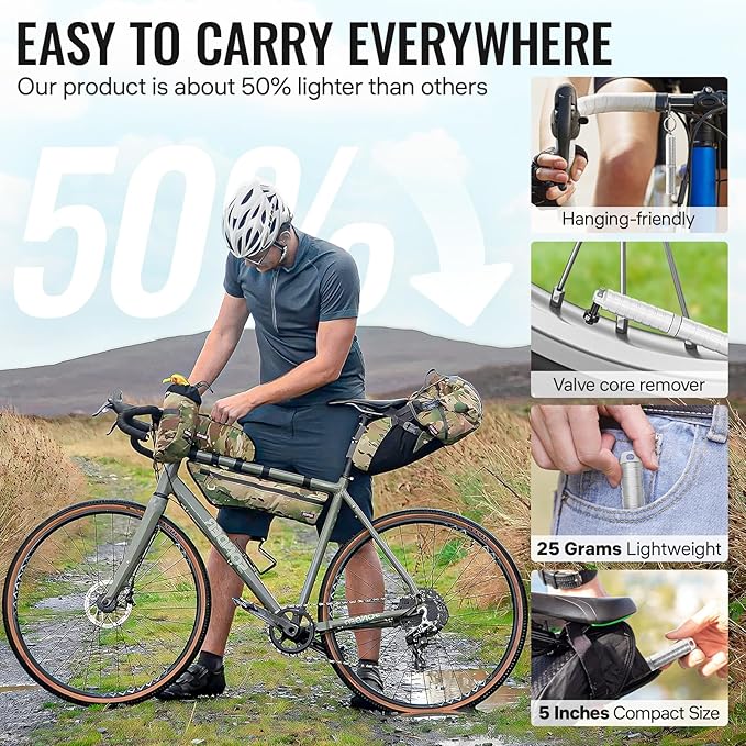 BWSHLF Tubeless Bike Tire Repair Kit for Mountain Bikes & Road Bicycles, Tubeless Tire Plug Kit with Storage Canister, Reamer, Insertion Fork, 10 Bacon Strips, Fix a Puncture or Flat, No Glue Needed