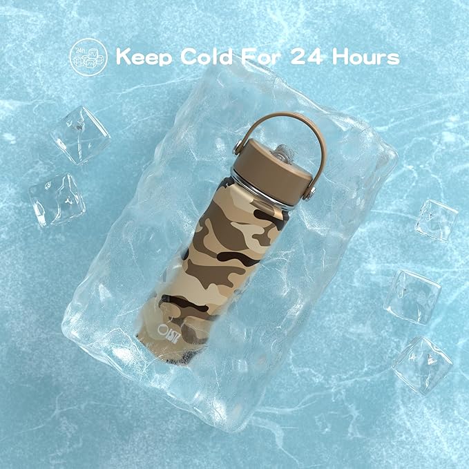 OISIZ 18oz Kids Water Bottle with Straw Lid, Vacuum Insulated Water Bottle 316 Stainless Steel Bottles for Kids for School, Leakproof Water cups, BPA Free and Keep Cold for 24 Hours,Easy to Clean