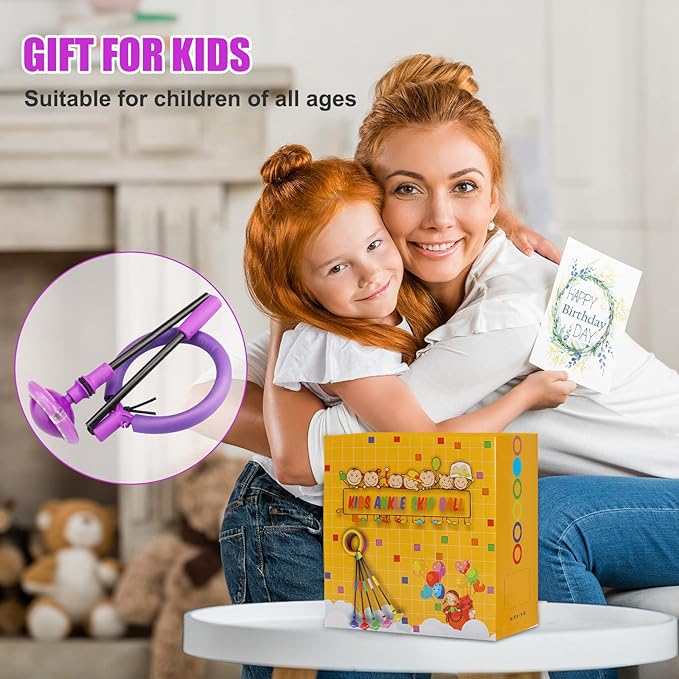 Ankle Skip Ball for Kids - Foldable Flash Wheel Skip Ball, Outside Game Toys for Kids & Adults, Gift for Boys & Girls Age 5 6 7 8 9 10 Years Old, Purple