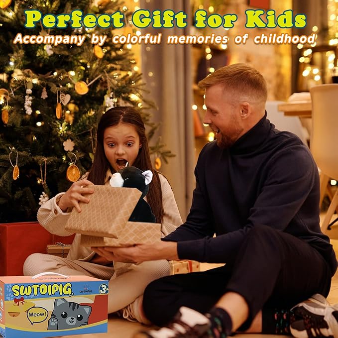 Plush Cat Stuffed Animal Interactive Robot Toy, LED Robotic Cat Barking Meow Kitten Touch Control, Electronic Cat Pet, Robot Kitty Toys, Animated Toy Cats for Girls Baby Kids