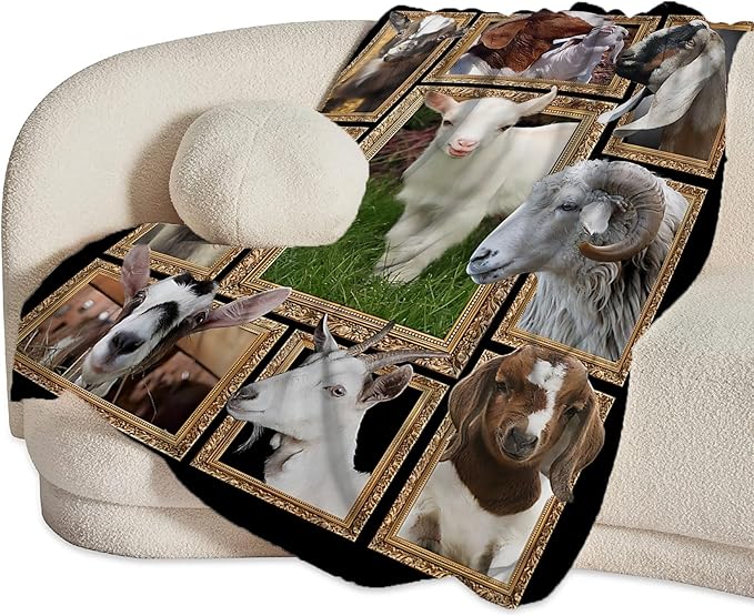 Goat Blanket Ultra Soft Cozy Sheep Throw Blanket Fleece Fuzzy Plush Bedding Goat Sheep Lovers Gifts for Women Girls Kids Adults 60"x50"