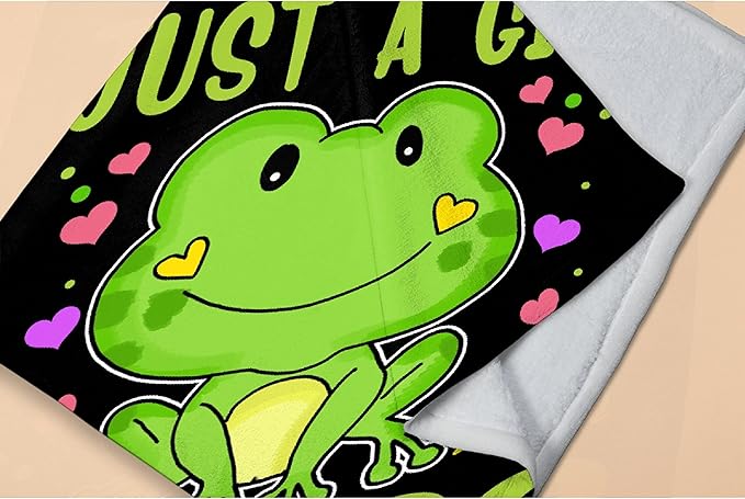 Just Girl Who Loves Frogs Blanket Soft Blankets and Throws Flannel Cozy Lightweight Quilt Gift Perfect for Bed Sofa Couch-60 x50 Medium for Teen
