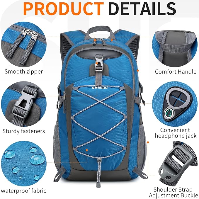 40L Hiking Backpack Lightweight Daypack Waterproof Travel Camping Backpack for Men Women Sport Packable