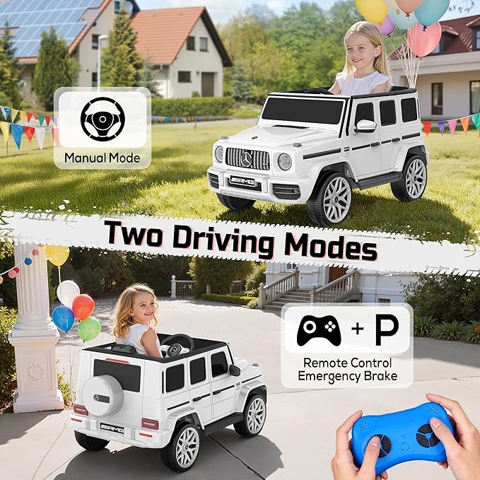 Licensed Mercedes Benz G63 Kids Electric Car, g Wagon 12V Ride on Car w/High Window, Remote Control, 3 Speeds, Music Player, Horn & LED Lights for Toddlers