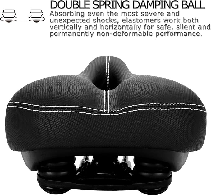 DAWAY Comfortable Men Women Bike Seat - Soft Memory Foam Padded Bicycle Seat, Bike Saddle Replacement with Wide Cushion for Peloton, Mountain & Exercise Bikes, Shock Absorbing, Waterproof, Universal