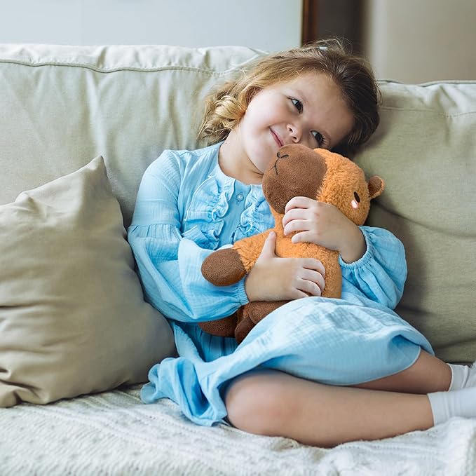 Capybara Microwavable & Weighted Stuffed Animals - 1.5 Lbs Unscented Heating Pad for Period Cramps Pain Relief and Anxiety, Cute Capybara Plush Toys Gifts for Women Girls Adults and Kids by Happy Fuel
